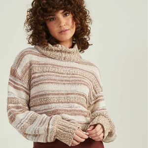 Altar’d State Mae Striped Turtleneck Sweater‎ / XS / NWT / Cream/Brown